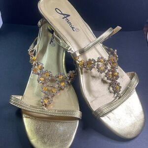 Annie Gold Embellished Women's Sandals